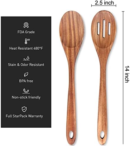 14" Large Wooden Spoon for Cooking Non Toxic Big Wood Serving Mixing