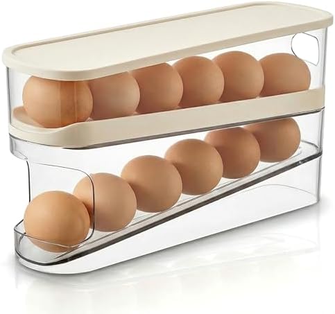 ALKAMI Egg Holder for Fridge, 12 Eggs, 2-Tier