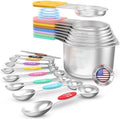 Magnetic Measuring Cups and Spoons Set of 17 - Stackable Stainless
