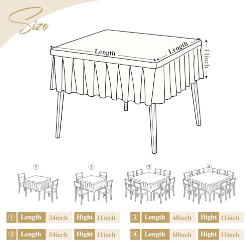 Black Square Tablecloth - 34x34 Inch Stretchy Fitted Small Card Table