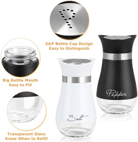 Accmor Salt and Pepper Shakers, 4 oz Stainless Steel Set
