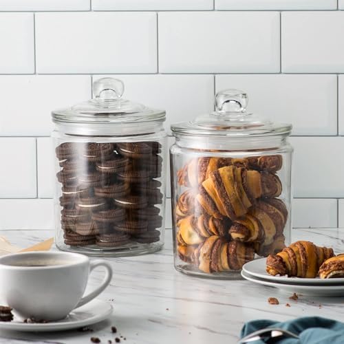 KooK Glass Storage Containers with Lids, 1/2 Gallon, Set of 2, Glass