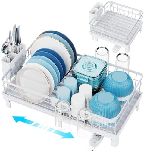 GSlife Expandable Dish Drying Rack, White