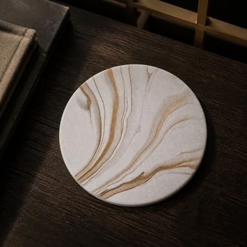 Absorbent Stone Coasters Set of 6 with Holder – Diatomite Drink
