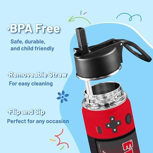 Personalized Game Water Bottle for Boys, 18oz