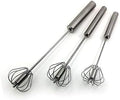 Stainless Steel Semi-automatic Egg Whisk - 3PCS Hand Push Rotary Whisk