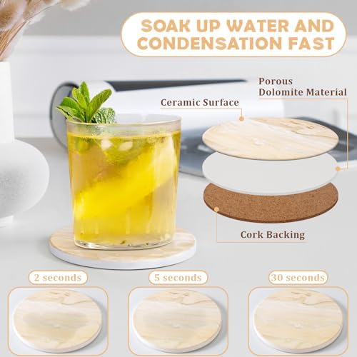 Absorbent Ceramic Coasters Set of 4, Modern Marble Style Drink