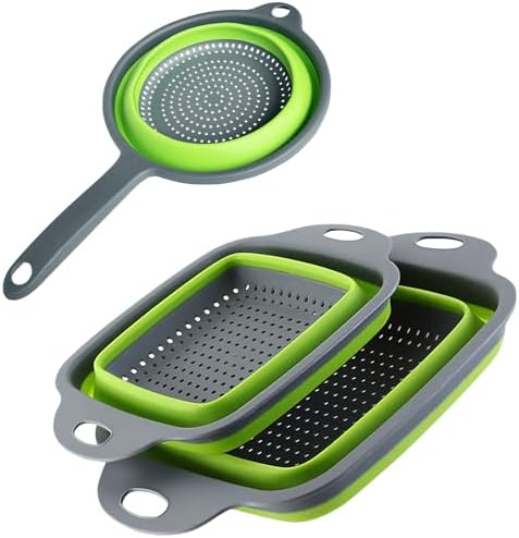 Square Collapsible Colander Set,Save Storage Space Collapsible