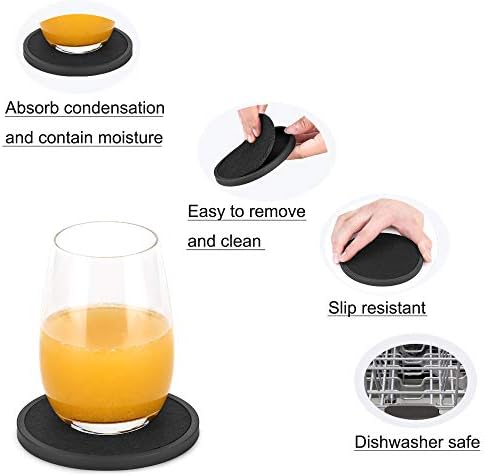 Absorbent Coasters for Drinks with Holder - 6packs, Silicone Coaster