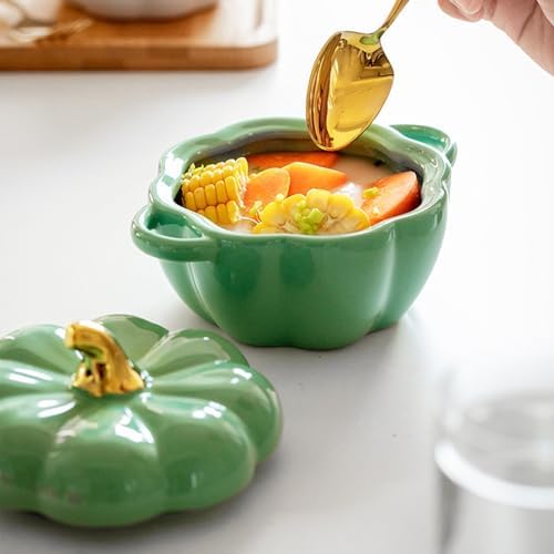 Ceramic Pumpkin Casserole Pot, Pumpkin Saucepan with Lid