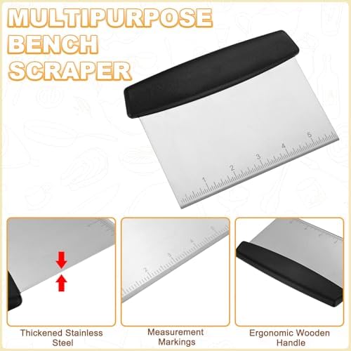M METERXITY Multipurpose Bench Scraper, 6.7 Inch Stainless Steel Dough
