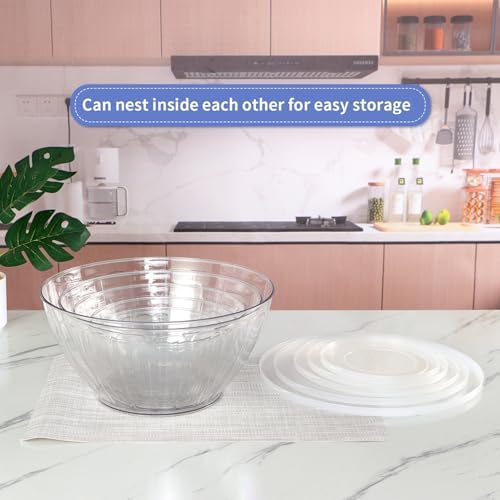 MOLIGOU 5 Pack Extra Large Mixing Bowls with Lids Set, Plastic Nesting