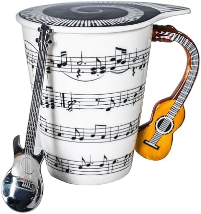 Guitar Novelty Mug Unique Musical Gift Coffee Cup with Cool Music