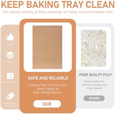 200 Pcs Large Parchment Paper Sheets for Baking, 13 x 18 Inch Brown