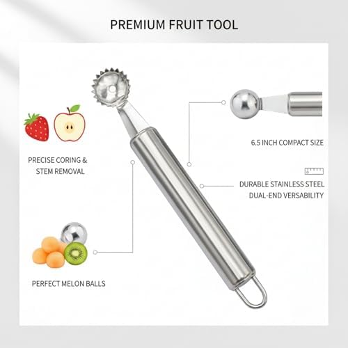 Stainless Steel Fruit Corer and Melon Baller - Dual-End Kitchen Tool