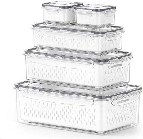 KUK Fruit Storage Containers for Fridge, 5 Pack