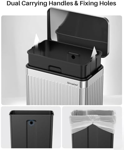 Lovewind Trash Can, 60 Liter, Stainless Steel