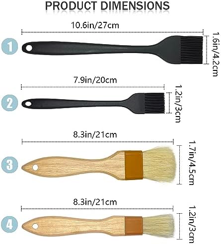 4 Pack Pastry Brush-Basting Brush Pastry Brushes for Baking, Silicone
