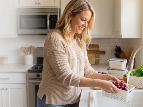 Fruit Storage Containers, 4-Pack, with Removable Colander