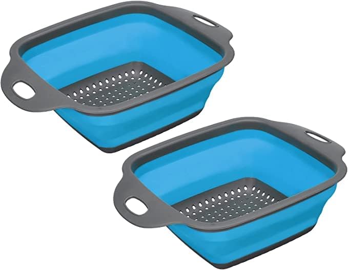 LMF GoBuDDY Collapsible Colander Set of 2 Silicone Square Strainer