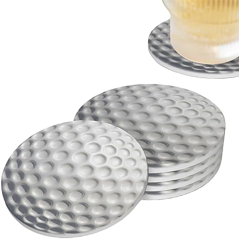 Golf Ball Golfing Sport Coasters for Drinks Set of 4, Absorbent