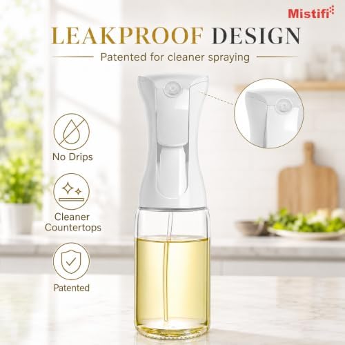 Mistifi 240ml Glass Oil Sprayer, White Head
