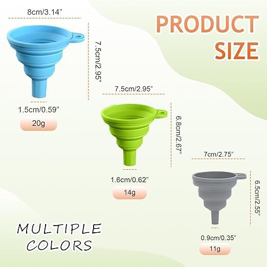 3 Size Kitchen Funnel Set, 2026 Upgraded Funnels for Kitchen Use