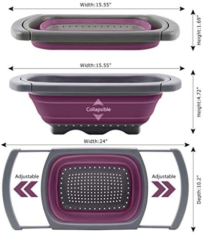 Purple Collapsible Silicone Kitchen Colander/Strainer