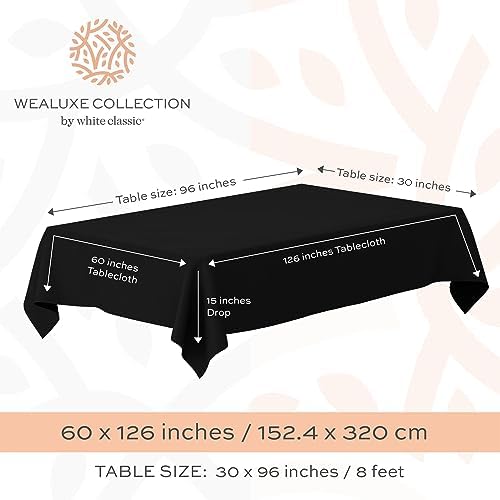 WEALUXE Set of 2 Black Rectangle Tablecloth for Tables 8ft