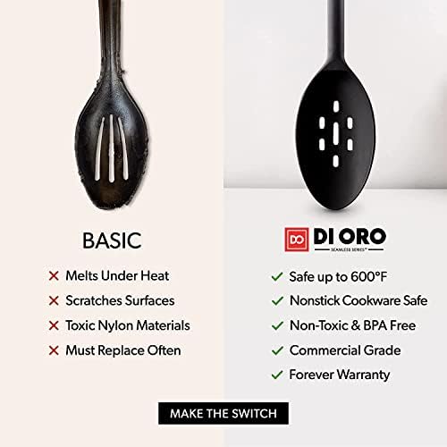 DI ORO 5-Piece Turner Silicone Spatula and Spoon Set, Black