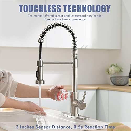 GIMILI Touchless Kitchen Faucet, Pull-Down Sprayer, Brushed Nickel