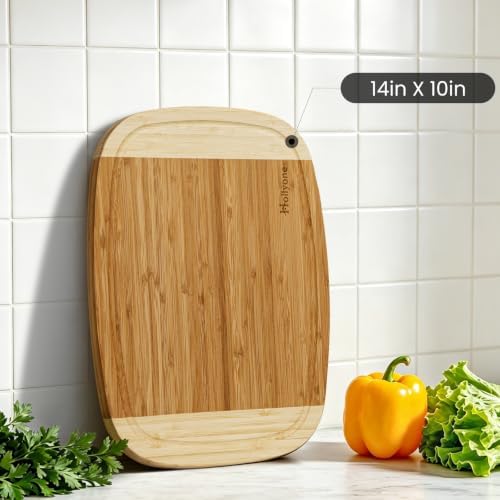 Hollyone Bamboo Cutting Board 14 Inch Wood Cutting Board for Kitchen