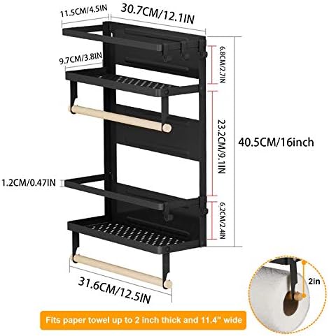 EASTTOWEST 4-Tier Magnetic Shelf for Refrigerator, Matte Black