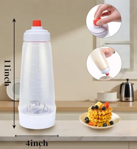 Pancake Batter Dispenser with Whisk Ball and Stand Base