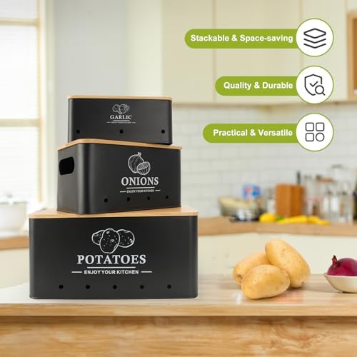3-Piece Vegetable Storage Set with Bamboo Lids