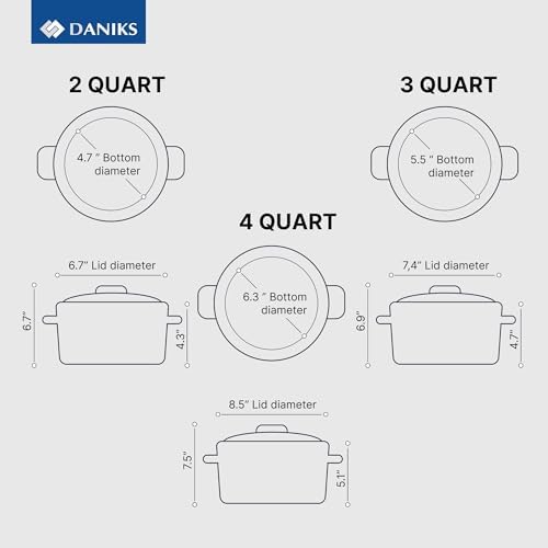 Daniks Orlando 10-Piece Stainless Steel Cookware Set with Glass Lids, Includes Saucepan, Tri-Ply Bases for Even Heating, Induction Compatible, Dishwasher Safe, Heatproof Handles