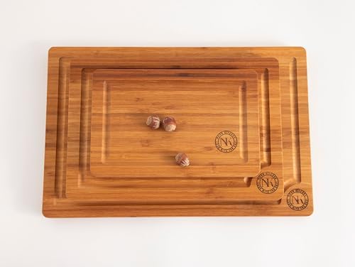 Carbonized Bamboo Cutting Board Set of 3 - Premium Wood Grain, Extra