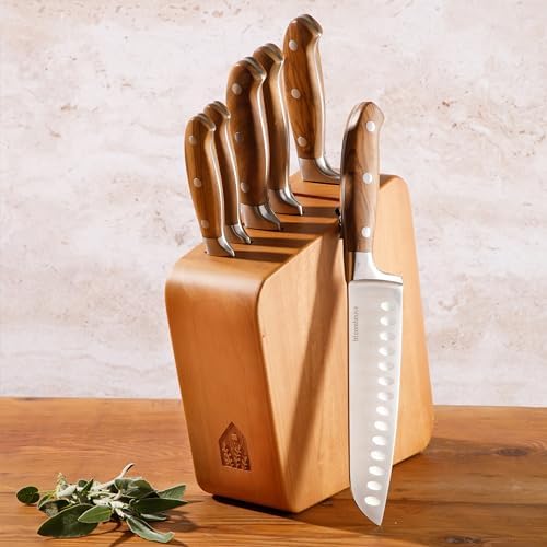Bloomhouse 7 Piece Italian Olive Wood German Knife Set