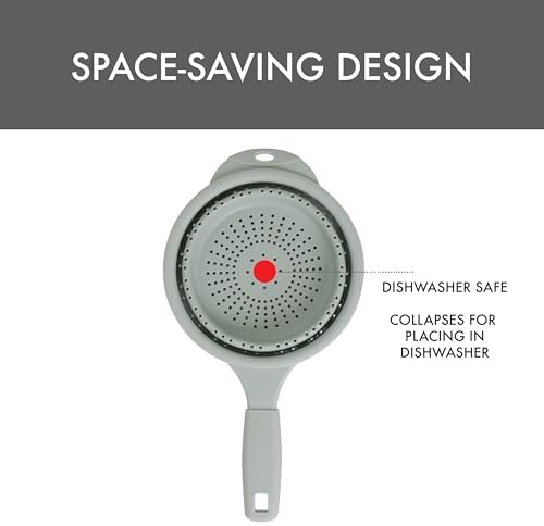 Dexas 8" Collapsible Silicone Strainer in Sage, Kitchen Strainer with