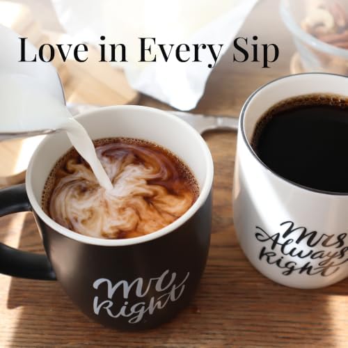 Triple Gifffted Mr Right and Mrs Always Right Coffee Mugs Gift Set