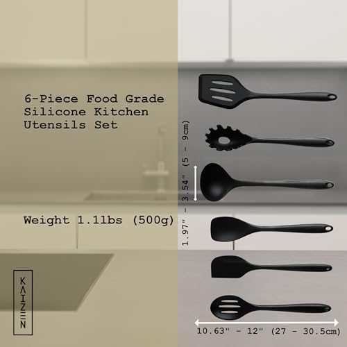 KAIZEN 6 Piece Silicone Utensils Set - All-Purpose Cooking Utensils