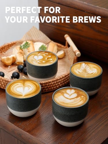 4oz Espresso Cups Set of 4, Ceramic Demitasse Coffee Cups