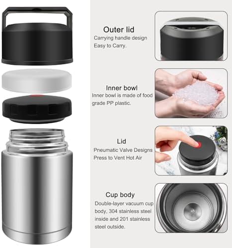 35oz Soup Thermos, Stainless Steel Thermos for Hot Food, Wide