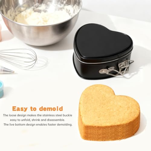 4 Inch Heart Springform Pans, Set of 4 Nonstick Mini Cheesecake Cake