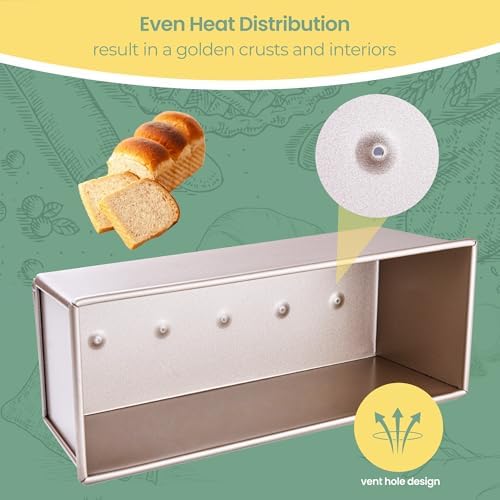 Commercial Pullman Loaf Pan with Lid, 2.2Lb Dough Capacity Non-stick