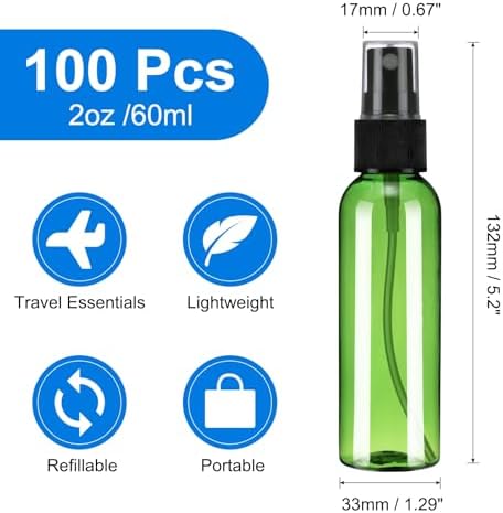 uxcell 100Pack Spray Bottles, 2Oz/60ML Clear Plastic Set