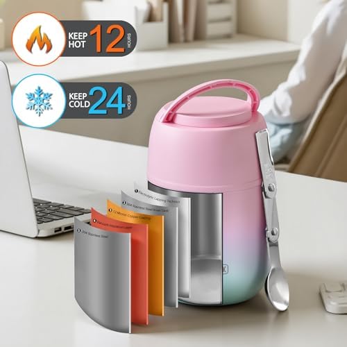 17 oz Insulated Lunch Containers Hot Food Jar, Wide Mouth Soup Thermo