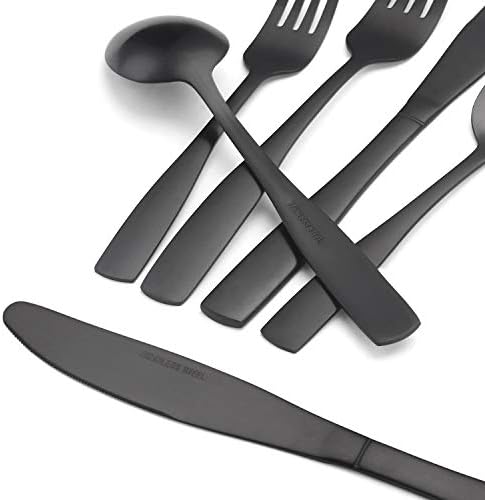 Matte Black Silverware Set, Satin Finish 20-Piece Stainless Steel