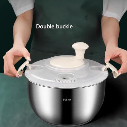 6L Salad Spinner, Stainless Steel Large Vegetable Washer, PP Lid, for