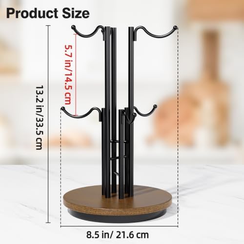 6-Hook 360° Rotating Coffee Mug Tree, Brown